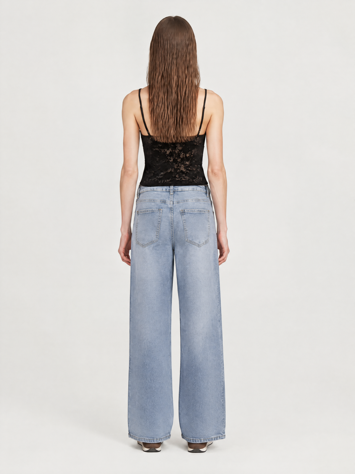 Jeans Wide Leg Elasticado Tiro Alto