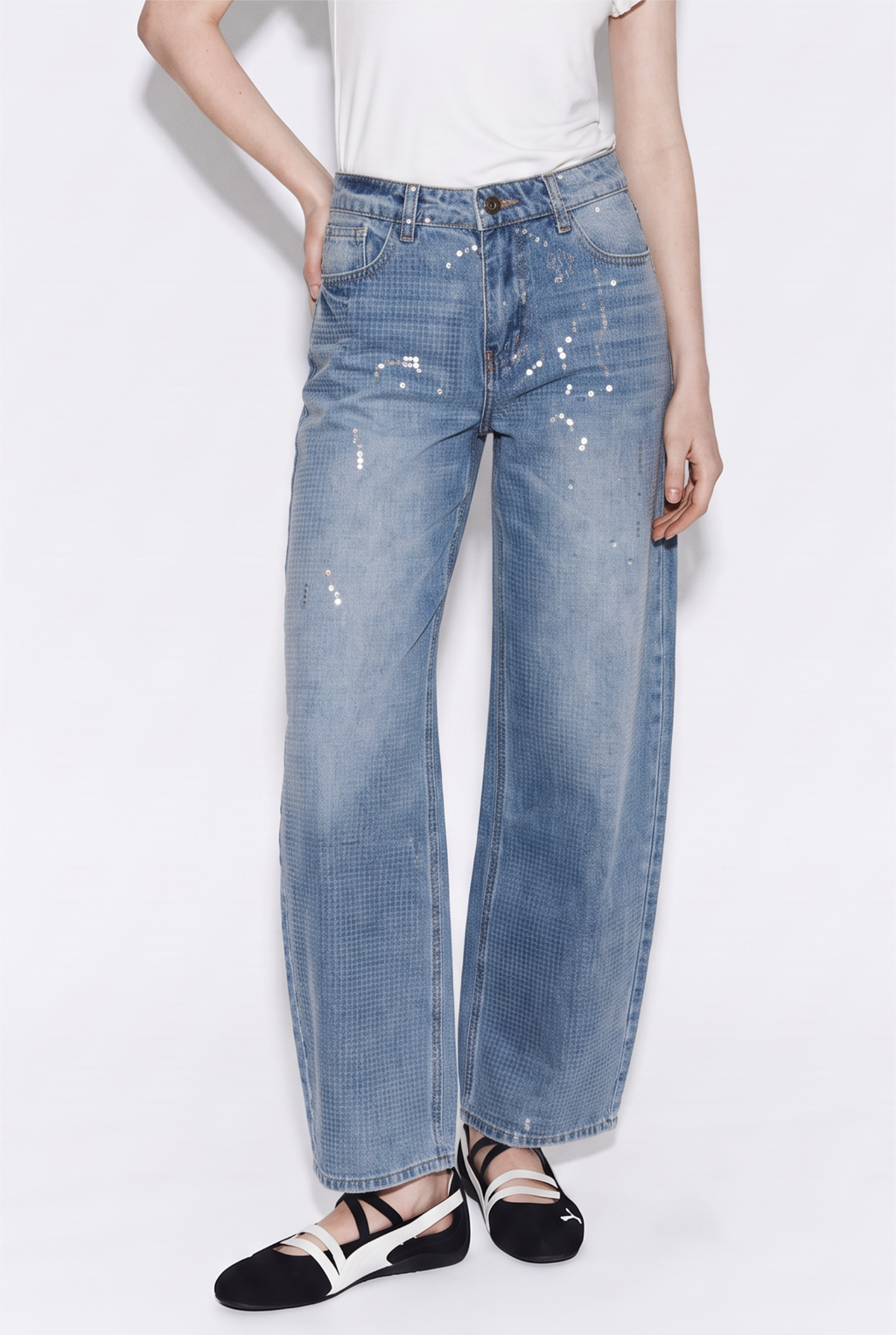 Jeans Balloon con Escamas de Sirena