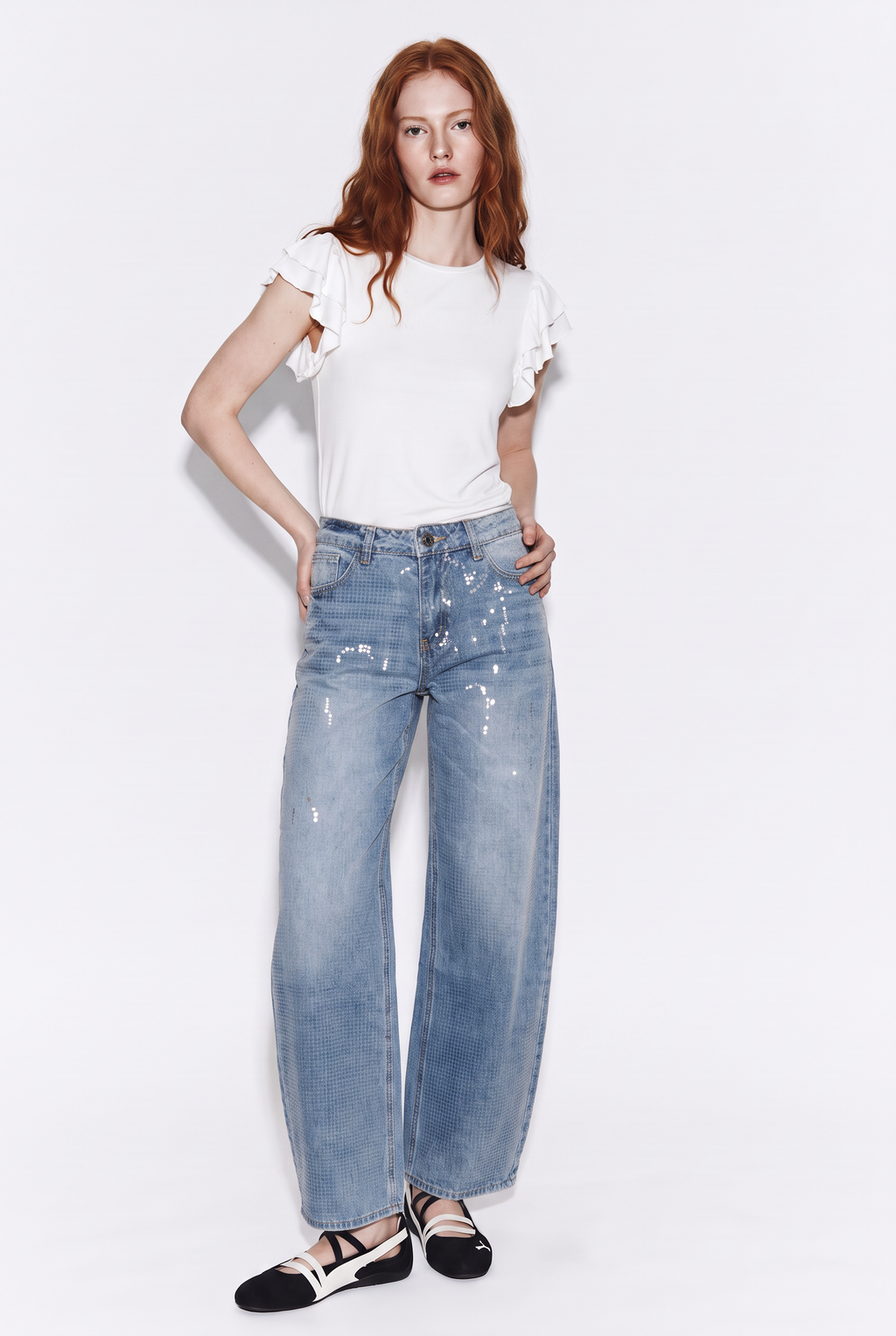 Jeans Balloon con Escamas de Sirena