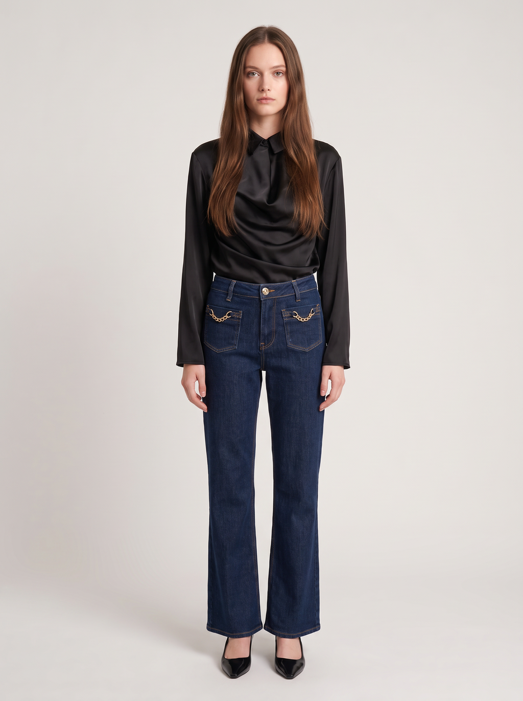 Jeans Elasticado con Cadena Dorada