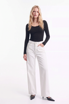 Jeans Wide Leg de Tiro Alto en Colores elasticado