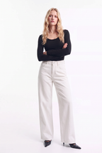 Jeans Wide Leg de Tiro Alto en Colores elasticado