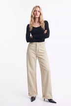 Jeans Wide Leg de Tiro Alto en Colores elasticado