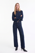Chaqueta Estilo Napoleón de Denim Elástico - Azul Marino