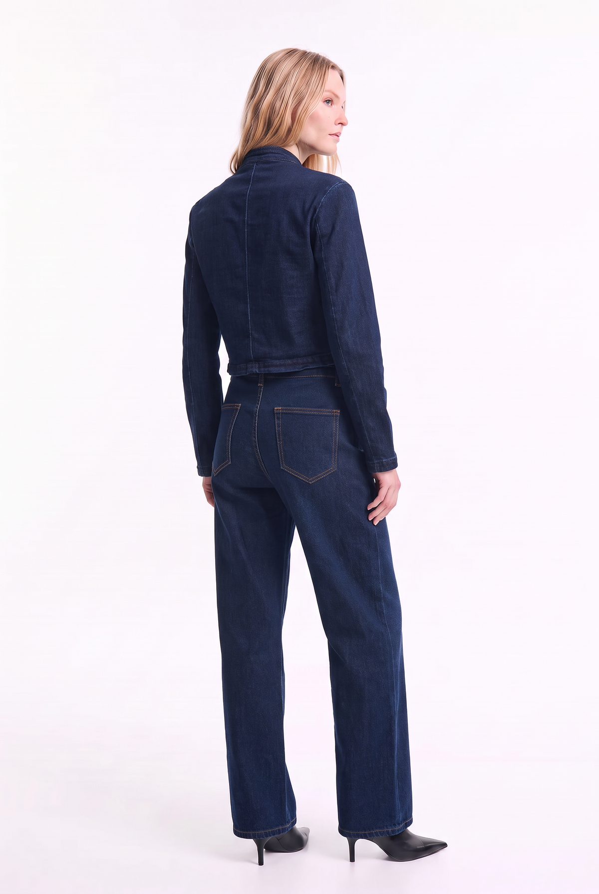 Chaqueta Estilo Napoleón de Denim Elástico - Azul Marino