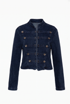Chaqueta Estilo Napoleón de Denim Elástico - Azul Marino