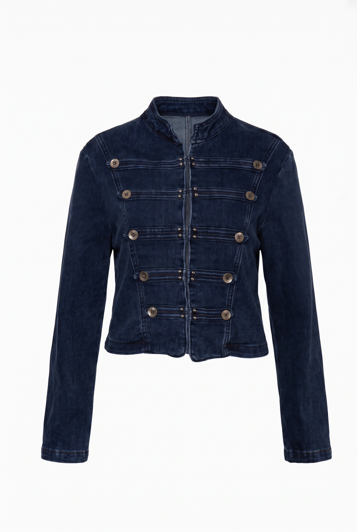 Chaqueta Estilo Napoleón de Denim Elástico - Azul Marino