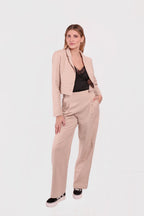 Blazer Crop con Acabado de Lino