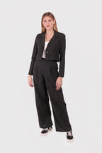Blazer Crop con Acabado de Lino