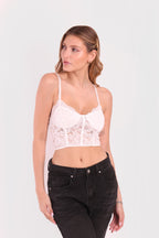 Crop Encaje Elasticado y Ajustable