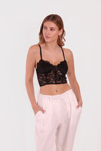 Crop Encaje Elasticado y Ajustable