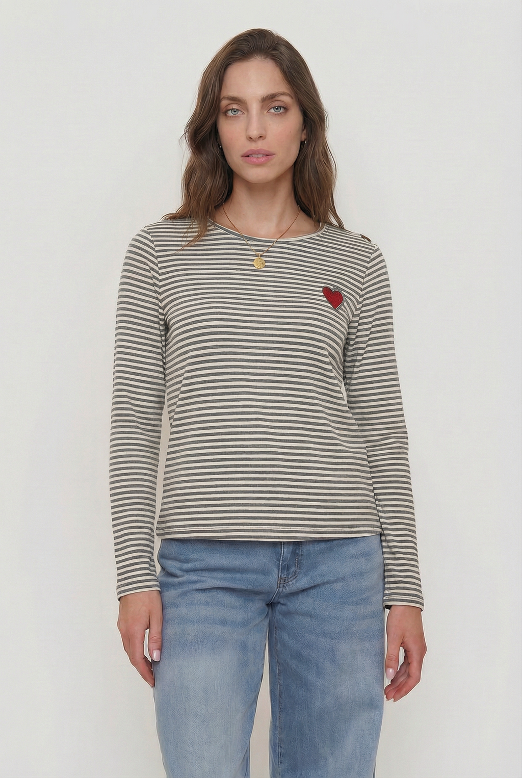 Polera Corazón Rayas
