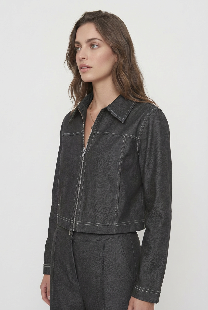 Chaqueta Denim Crop Forrada