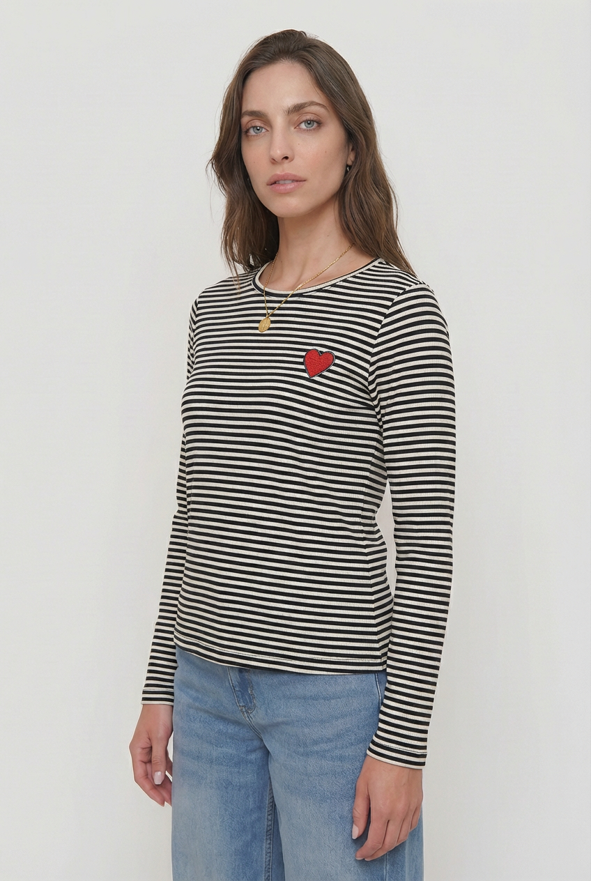 Polera Corazón Rayas