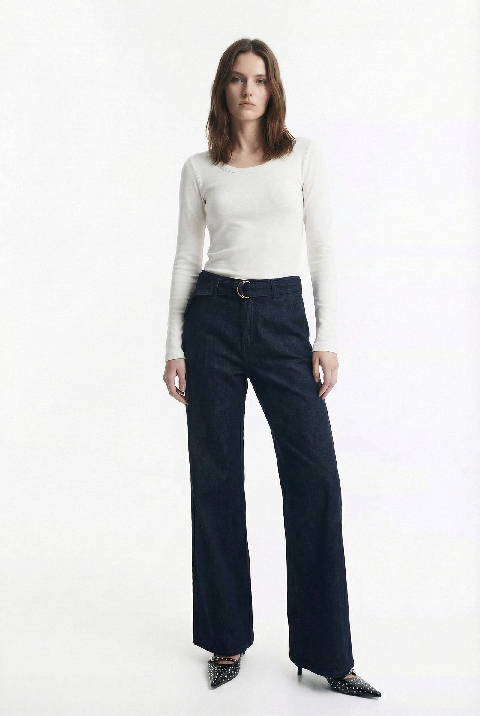 Pantalón Wide Leg con Cinturón Incorporado
