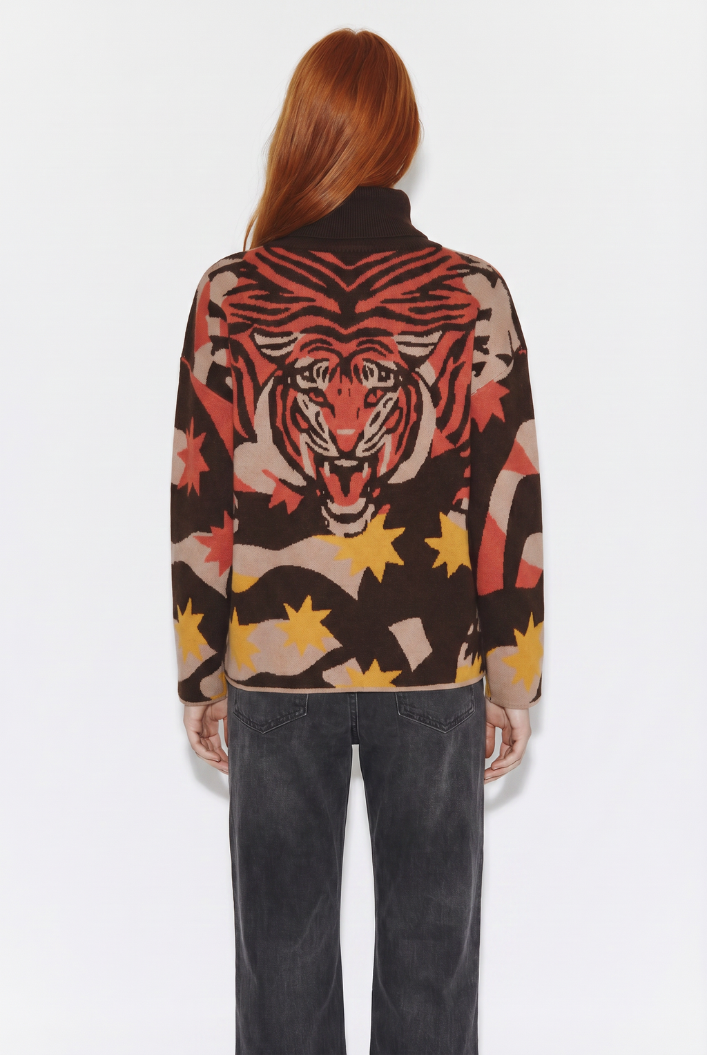 Chaleco Tejido Cuello Alto con Diseño