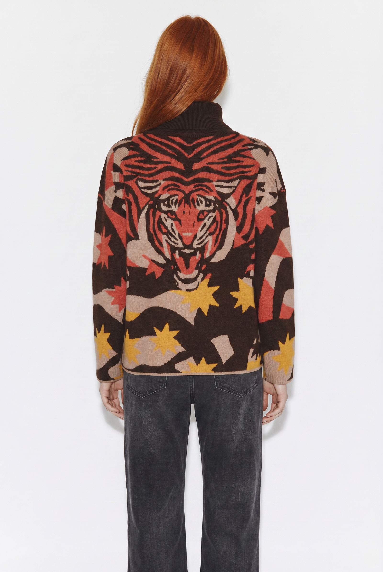 Chaleco Tejido Cuello Alto con Diseño