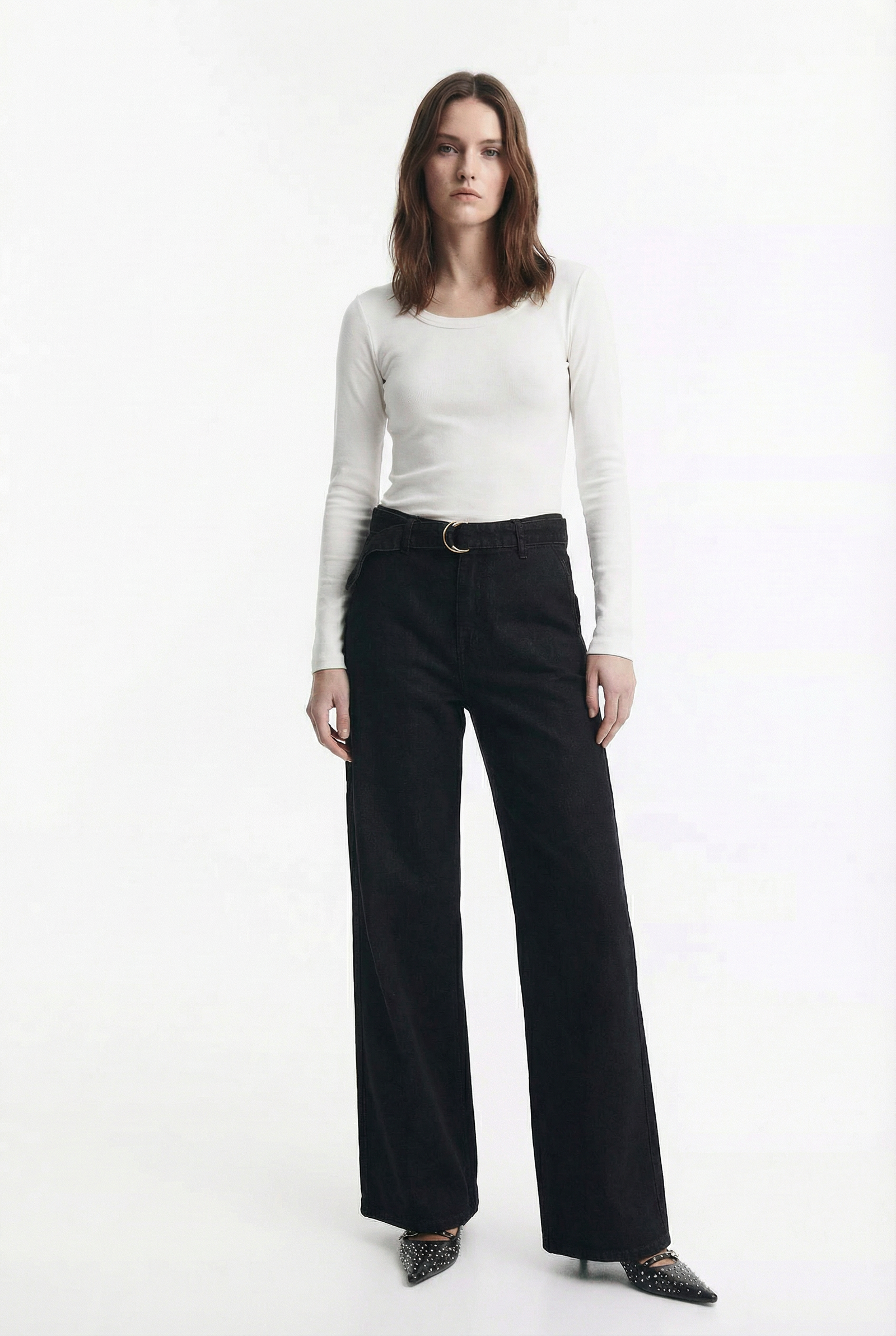 Pantalón Wide Leg con Cinturón Incorporado