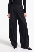Pantalón Ancho con Doble Pretina Asimétrica