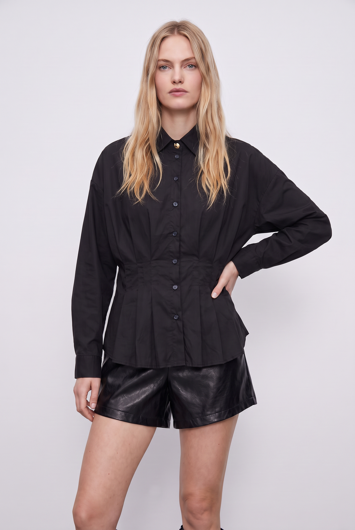 Camisa de Popelín con Pliegues