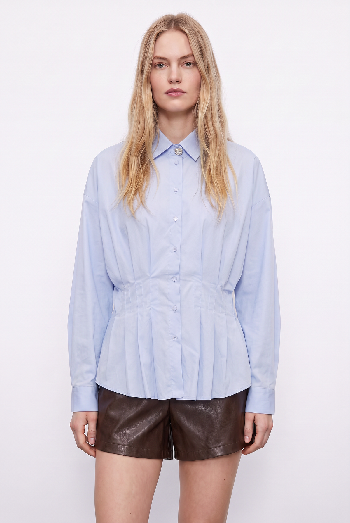 Camisa de Popelín con Pliegues