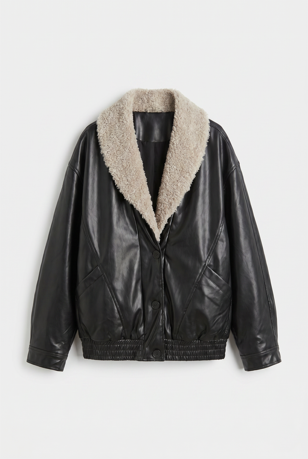 Chaqueta Ecocuero con Cuello Chiporro + Forro