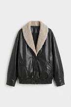 Chaqueta Ecocuero con Cuello Chiporro + Forro