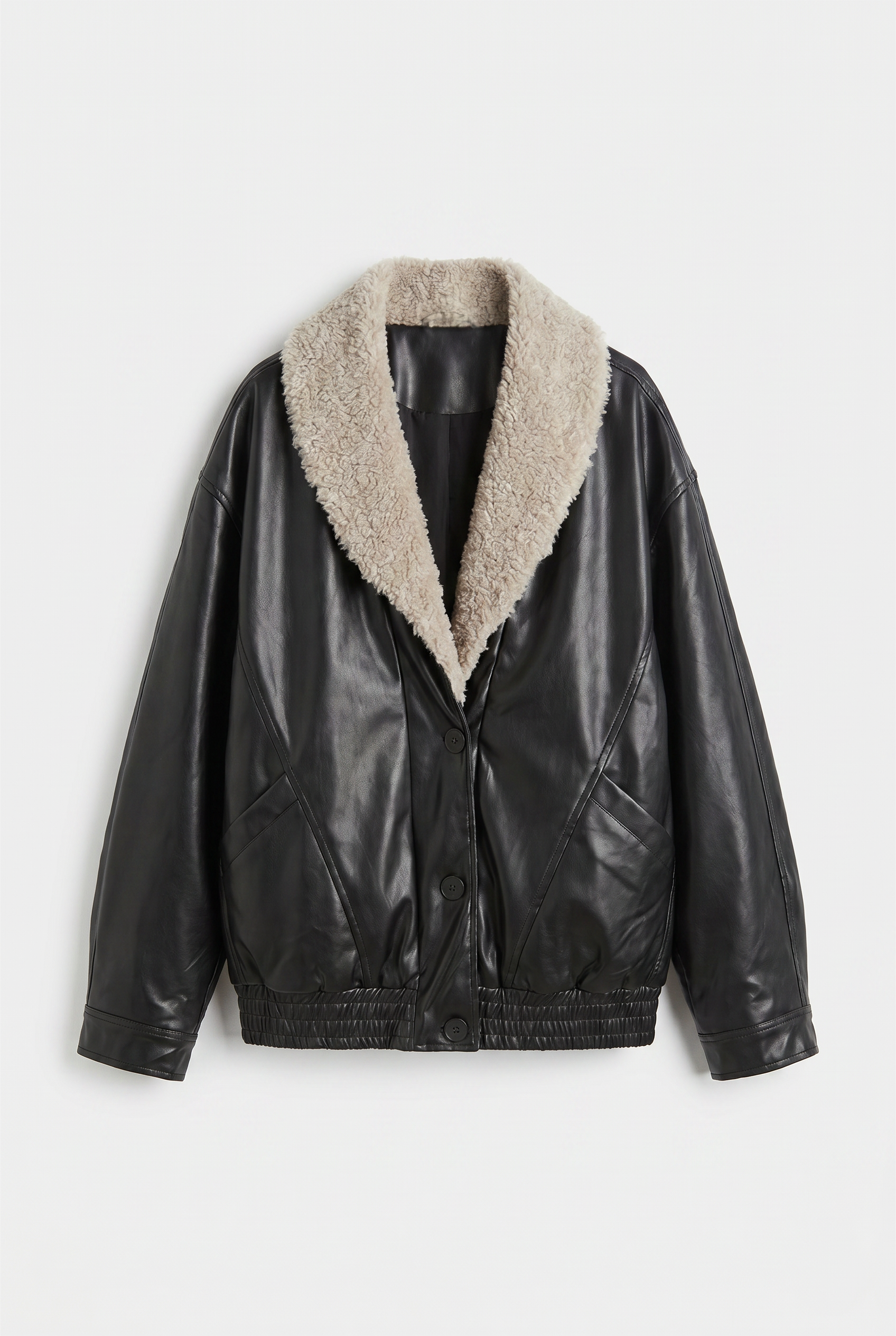 Chaqueta Ecocuero con Cuello Chiporro + Forro