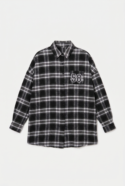 Camisa Cuadrillé de Franela Estilo Varsity