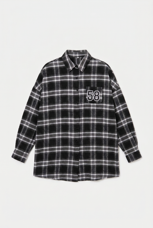 Camisa Cuadrillé de Franela Estilo Varsity
