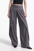 Pantalón Ancho con Doble Pretina Asimétrica