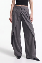 Pantalón Ancho con Doble Pretina Asimétrica