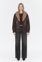 Chaqueta Ecocuero con Cuello Chiporro + Forro
