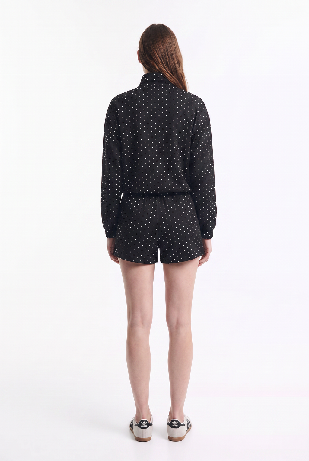 Chaqueta Bomber Delgada de Lunares con Cierre y Ajuste