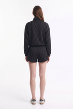 Chaqueta Bomber Delgada de Lunares con Cierre y Ajuste