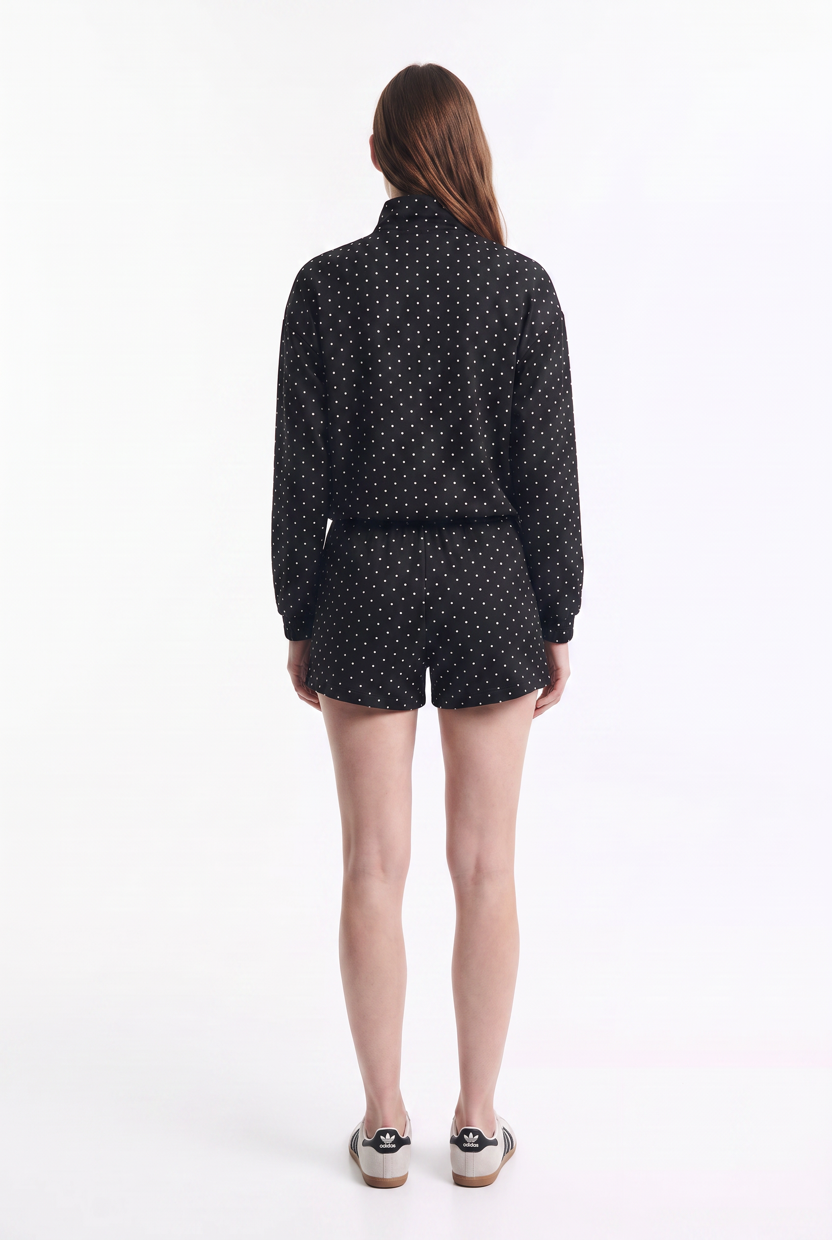 Chaqueta Bomber Delgada de Lunares con Cierre y Ajuste