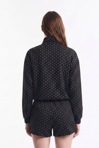 Chaqueta Bomber Delgada de Lunares con Cierre y Ajuste