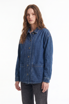 Chaqueta Denim Estilo Oversize con Bolsillos Frontales