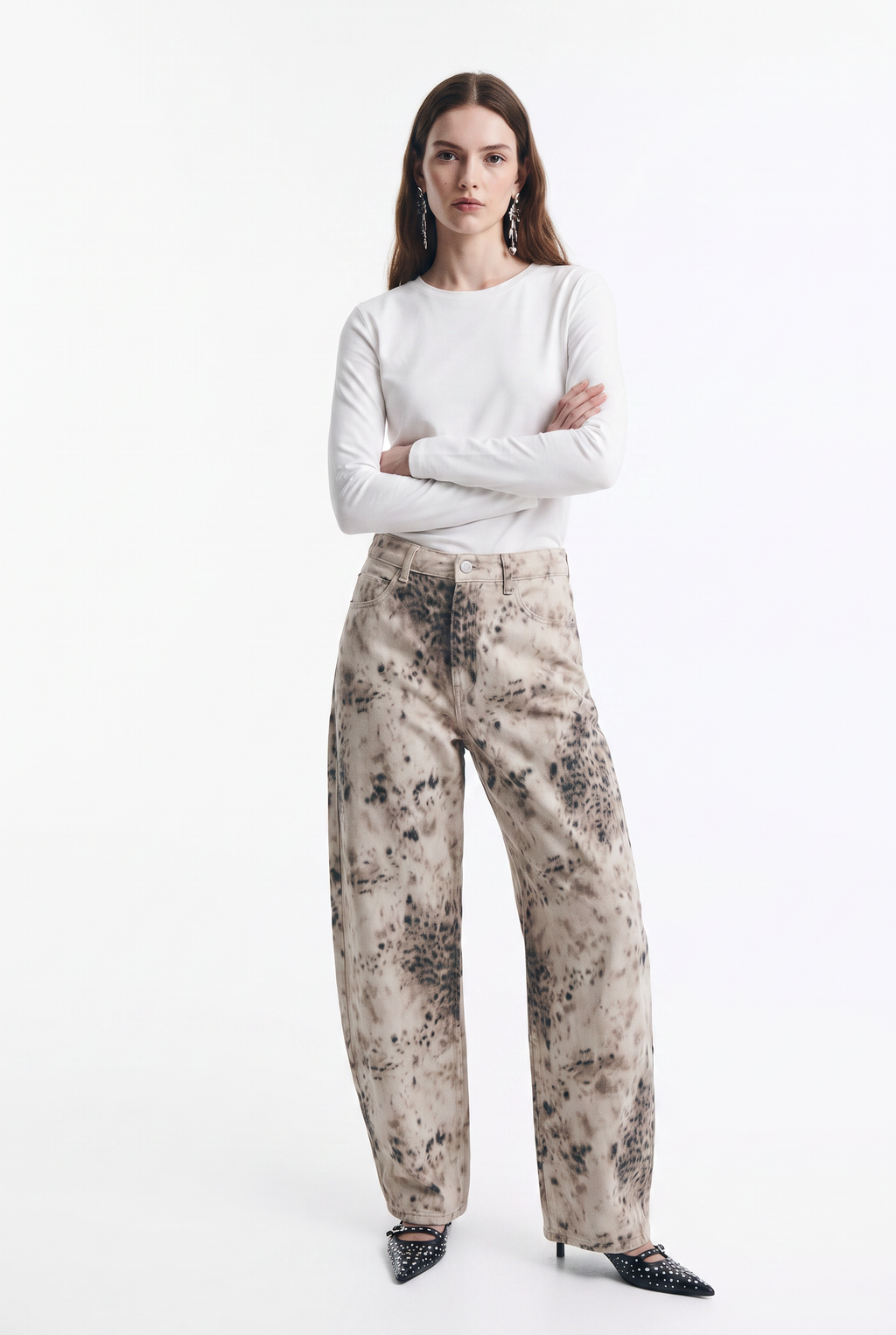 Jeans Baggy de Tiro Alto Print Bambi