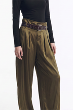 Pantalón Ballon Satín con Cinturón