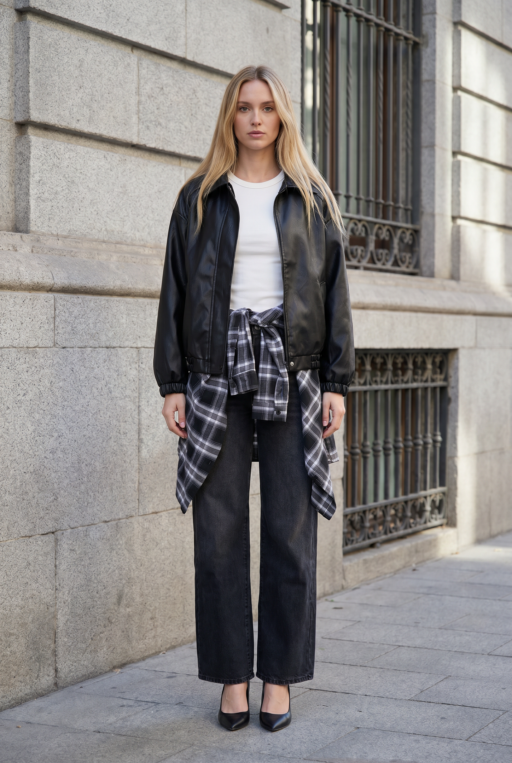 Camisa Cuadrillé de Franela Estilo Varsity