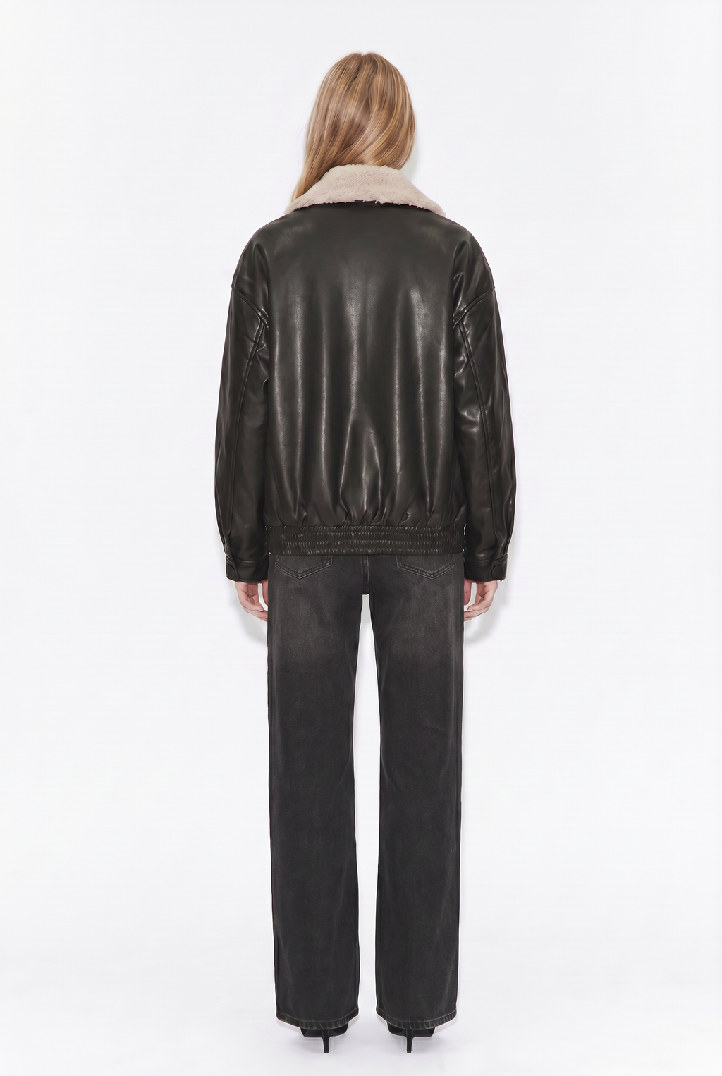 Chaqueta Ecocuero con Cuello Chiporro + Forro