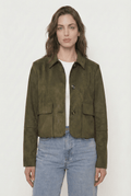 Chaqueta de Gamuza con Botones y Bolsillos Frontales