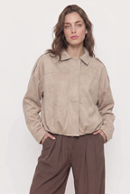 Chaqueta Bomber de Gamuza Oversize Forrada