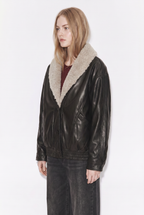 Chaqueta Ecocuero con Cuello Chiporro + Forro