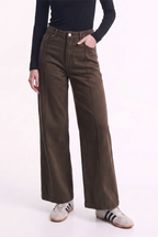 Pantalón Tiro Alto con Costura Frontal