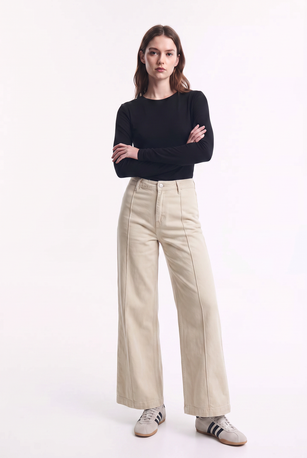 Pantalón Tiro Alto con Costura Frontal