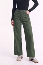 Pantalón Tiro Alto con Costura Frontal