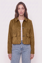 Chaqueta de Gamuza con Botones y Bolsillos Frontales