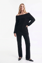 Chaleco de Punto con Elegante Cuello Bote
